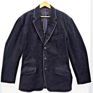 Marc Ecko Cut And Sew 100% Cotton Black Wide Corduroy Blazer Size XL